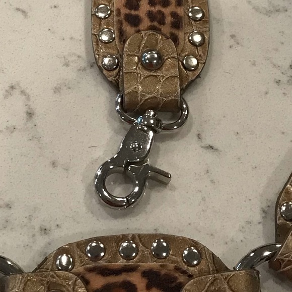 Vintage, studded, leather, calf hair animal print belt main image 5